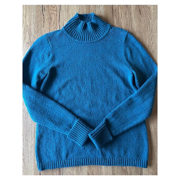 L.L. Bean Sweaters - L.L.Bean Vintage Teal Blue Wool Blend Turtleneck Size Small